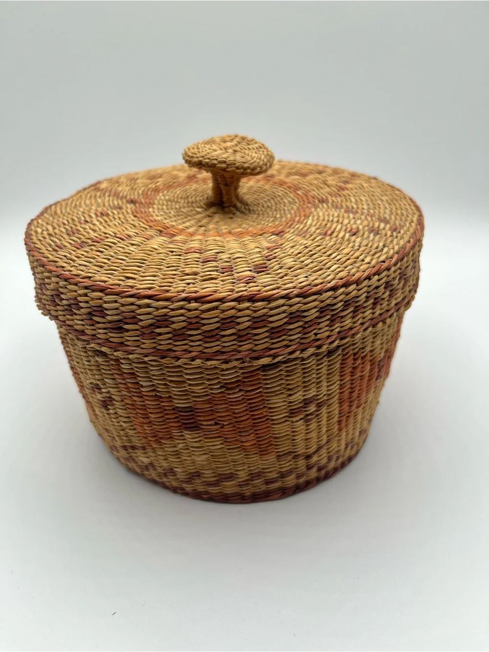 Vintage Handwoven Baskets with Lids - Set of 5